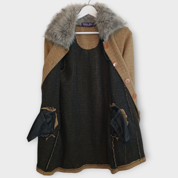 Penny Lane Women Cardigan Fur Collar Y2K 70s Hippie Retro Vintage Style Coat - Picture 3 of 10